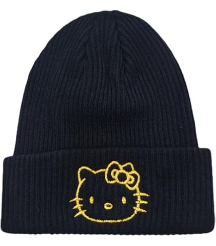 Kuromi Cuffed Knitted Embroidered Logo with 3D Plush Ears Beanie